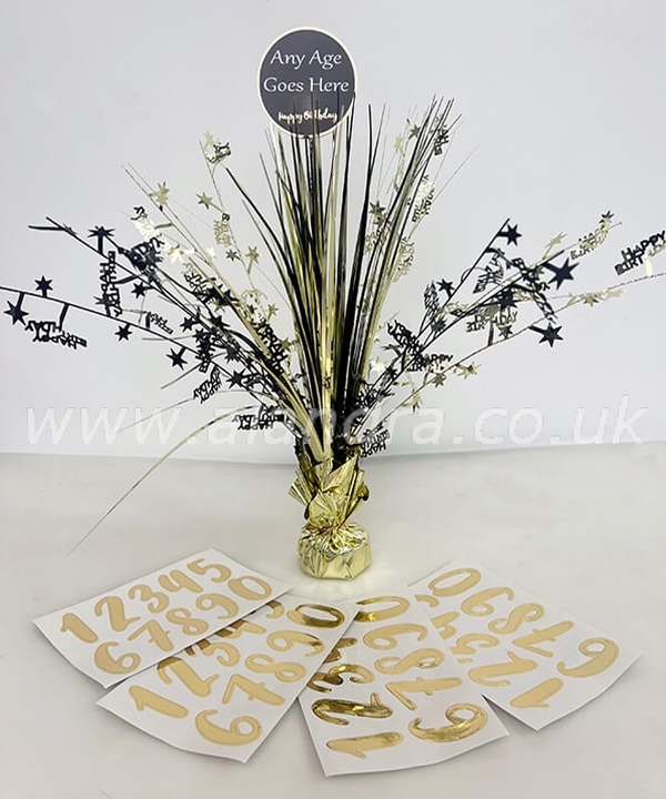 Black & Gold Personalised Centre Piece Any Age